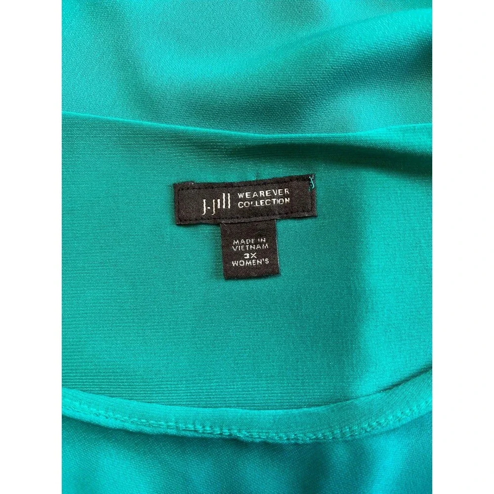 J. Jill Green Teal Blouse Size 3X Minimalist Workwear Resort Office Summer